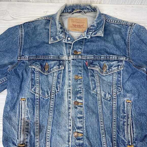 Levi's Denim Trucker Jacket Men's 38 Vintage 70506-0216 Distressed Faded Stained - Picture 4 of 15